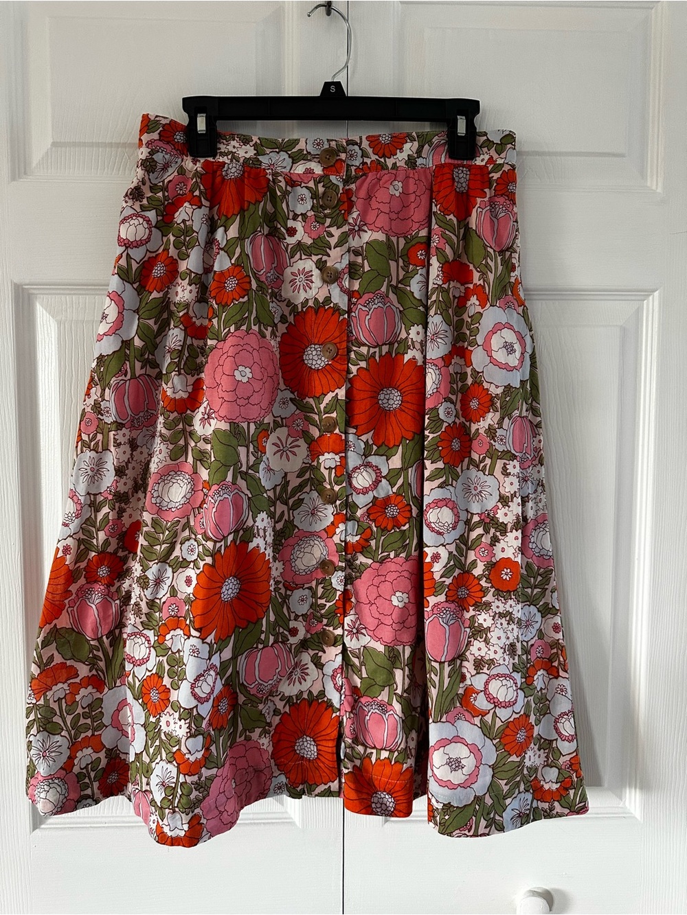 Talbots Floral A-line Skirt with pockets in Pink, Orange & Green